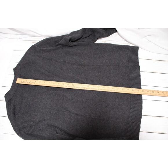 J Jill Women's LP Charcoal Gray Knit Button-up Cardigan Pockets LS Wool Blend - Picture 11 of 14